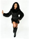 Women Fall Winter Knitting Round Neck Long Sleeve Sweater and Skirt Two Piece Set