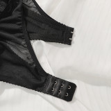 Plus Size Women’s Black Wireless Solid Color Bra and Panty Set