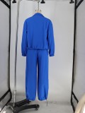Autumn Winter Women’s Casual Loose Long Sleeve Zip Up Jacket Wide Leg Pants Two Piece Set