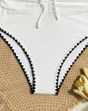 Women Strapless Drawstring Ruched Ruffle Edge One Piece Swimsuit