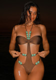 Women’s Sexy Halter Neck Low Back One Piece Swimsuit