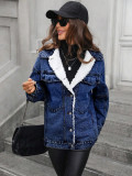 Autumn Winter Women’s Fleece Denim Jacket