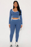 Women’s Color Block White Trim Ribbed High Waist Fitness Pants Two Piece Yoga Set