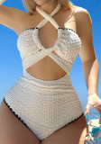 Women’s Cross Halter Neck Low Back One Piece Swimsuit