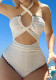 Women’s Cross Halter Neck Low Back One Piece Swimsuit