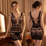 Women’s Sexy Sleeveless High Stretch Low Back Bodycon Mesh Nightdress