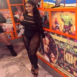 Women Autumn Sexy Hollow Knitting Jacquard Stretch Jumpsuit