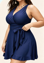 Plus Size Women Skirted Tie Beach One Piece Swimsuit Plus Size Women Skirted Tie Beach One Piece Swimsuit