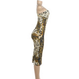 Women Autumn Printed Strap Bodycon Dress