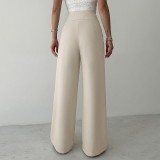 Women Autumn Winter Ruched Wide Leg Pants