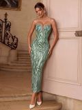 Women Sequin Strap Strapless Bodycon Dress