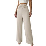 Women Autumn Winter Ruched Wide Leg Pants