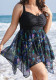 Plus Size Women Irregular Mesh Skirt Spa One Piece Swimsuit