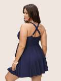 Plus Size Women Skirted Tie Beach One Piece Swimsuit