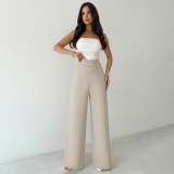 Women Autumn Winter Ruched Wide Leg Pants