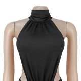 Women Sexy High Neck Backless Ruched Mermaid Maxi Dress