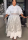 Women French Rhinestone Turndown Collar Lantern Sleeve Mesh Tassel Patchwork Dress
