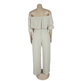 Elegant Loose Off Shoulder Crop Top & Pants Two-Piece Set