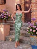 Women Sequin Strap Strapless Bodycon Dress