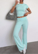 Women Yoga Top and Bell Bottom Pant Fitness Two Piece Set Women Yoga Top and Bell Bottom Pant Fitness Two Piece Set