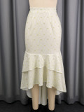 Women Autumn Elegant White Party Midi Mermaid Skirt