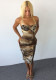 Women Autumn Printed Strap Bodycon Dress