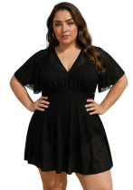 Plus Size Women Mesh Flutter Sleeve V-Neck Holidays Swimsuit Plus Size Women Mesh Flutter Sleeve V-Neck Holidays Swimsuit