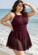 Plus Size Women Halter Neck Backless Mesh Skirt Holidays One Piece Swimsuit