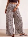 Women Autumn Striped Tie Printed Trousers