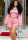 Women’s Plus Size Three Piece Letter Print Long Sleeve Crop Top Tank Vest and Drawstring Shorts Set