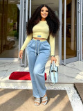 Women’s Plus Size Casual Round Neck Short Sleeve Crop Top and High Waist Drawstring Wide Leg Sweatpants Set