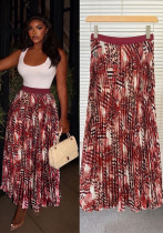 Women’s Summer Printed High Waist A Line Pleated Midi Career Chic Holiday Skirt Women’s Summer Printed High Waist A Line Pleated Midi Career Chic Holiday Skirt