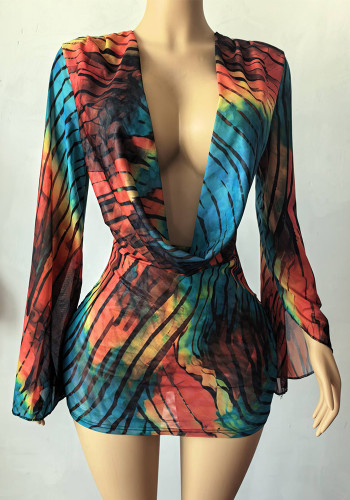 Women’s Fashion Sexy Printed Mini Dress