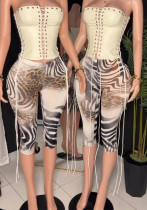 Women’s Fashion Printed Mesh Cropped Pants Women’s Fashion Printed Mesh Cropped Pants