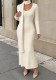 Women’s Fall & Winter Knitted Bodycon Slim Fit Square Neck Midi Dress with Scarf