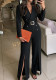 Women’s Fall & Winter Chic Elegant Career High Waist Belted Slit Jumpsuit