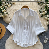Women’s Summer Fashion Satin Slim Fit Career Shirt