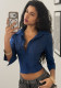 Women’s Slim Waist Turn-Down Collar Striped Three Quarter Sleeve Shirt