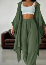 Women’s Summer Linen Three Piece Cropped Halter Neck Top and High Waist Wide Leg Pants Set Women’s Summer Linen Three Piece Cropped Halter Neck Top and High Waist Wide Leg Pants Set