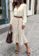 Women’s Fall & Winter V Neck Satin Shirt and Polka Dot Mermaid Skirt Set