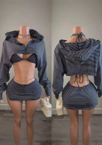 Women’s Fashion Striped Three Piece Casual Skirt Set Women’s Fashion Striped Three Piece Casual Skirt Set