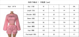 Women’s Plus Size Three Piece Letter Print Long Sleeve Crop Top Tank Vest and Drawstring Shorts Set