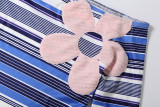 Women’s Fall Off Shoulder Striped Color Block Printed Top