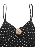 Women’s Summer Sleeveless Polka Dot Low Back Strap Mini Dress