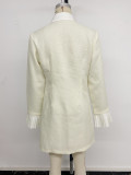 Women’s Fall & Winter Patchwork Lace Bell Sleeve Single Breasted Dress