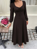Women’s Fall & Winter Chic Square Neck Slim Waist Long Sleeve Dress