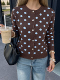 Women’s Fall & Winter Fashion Long Sleeve Polka Dot Knitted Cardigan