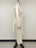 Women’s Fall & Winter Knitted Bodycon Slim Fit Square Neck Midi Dress with Scarf
