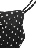 Women’s Summer Sleeveless Polka Dot Low Back Strap Mini Dress