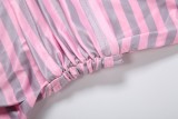 Women’s Summer Sexy Halter Neck Low Back Striped Printed Bodycon Dress